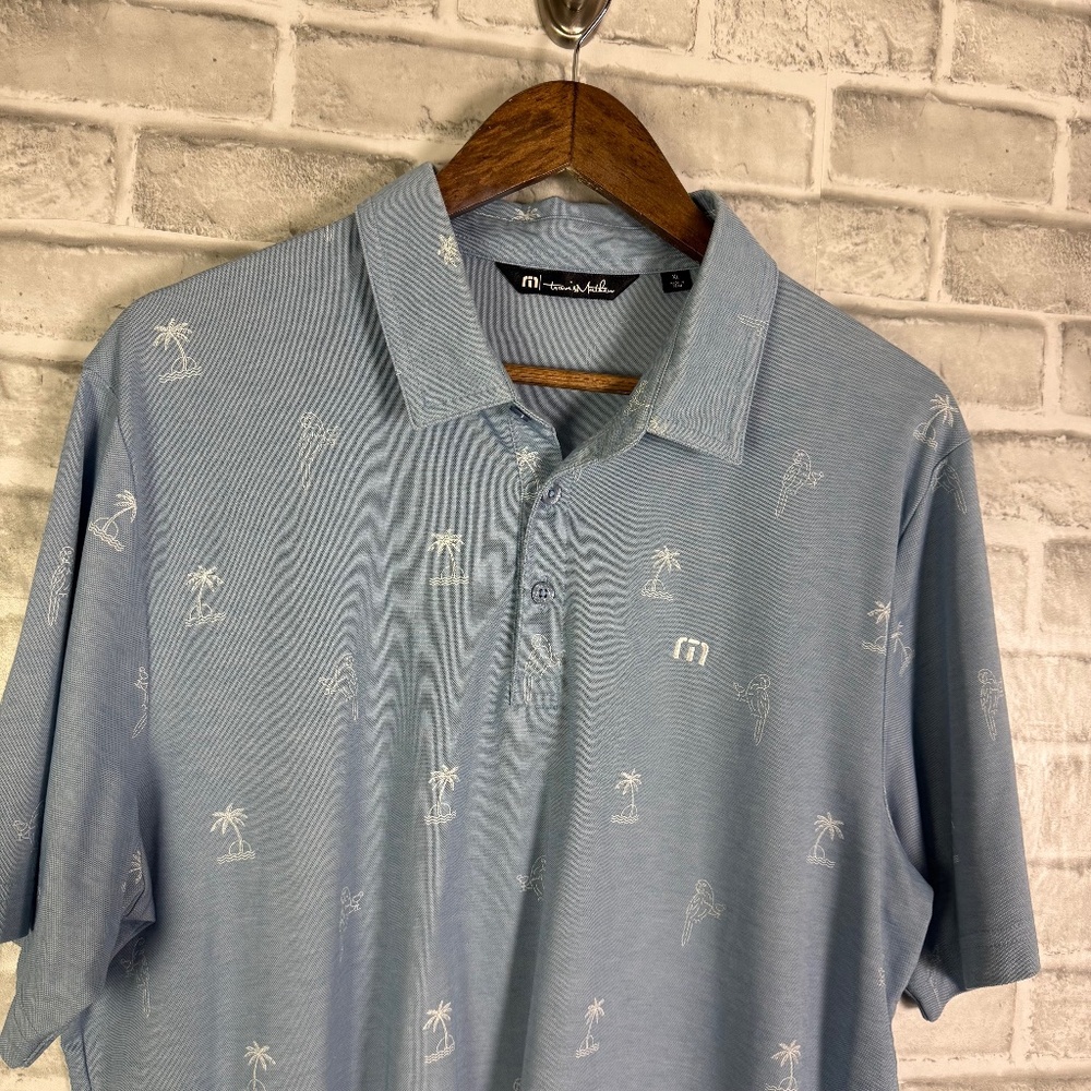 Travis Mathew Sky Blue Polo with Palm Design